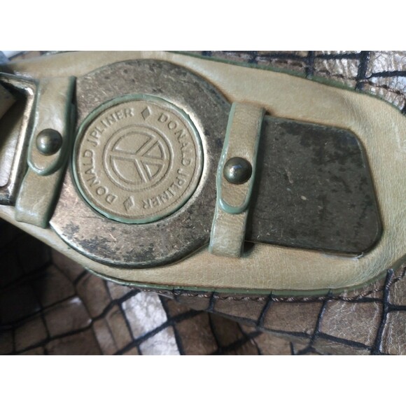 Vintage Donald J Pliner Leather Hobo Shoulder Bag Croc Embossed Tan Retail $275 - Picture 10 of 11